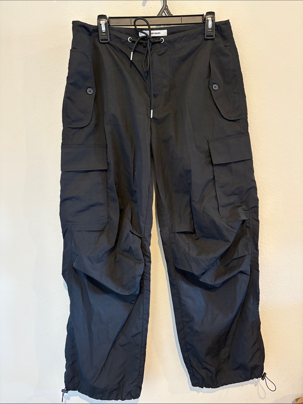 Black Cargo Pants with Drawstring Waist  Style: OSCash cargo pants # 15007